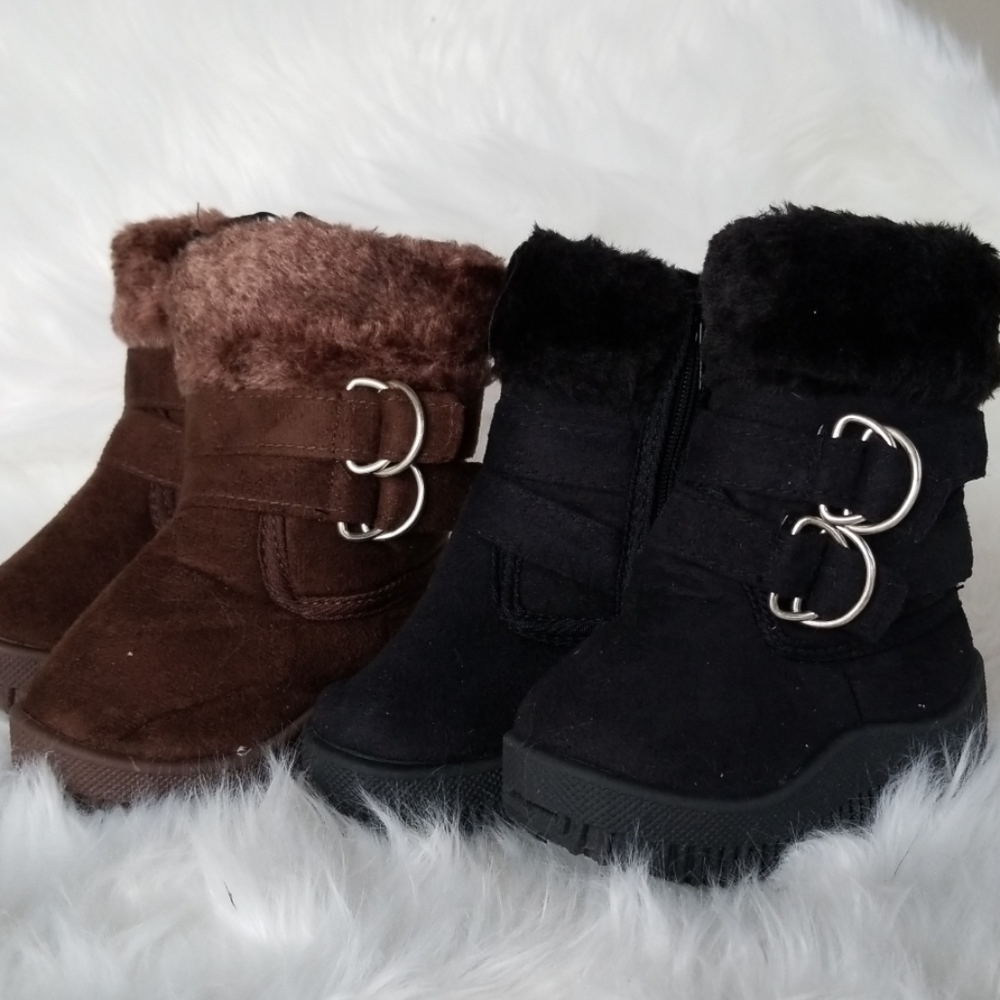 👣Shoe Box Trading Black Two Buckle Boot length measurement approx 5" long exte - Picture 2 of 12